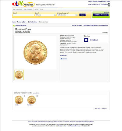 Gianluca Queen Elizabeth II Gold Sovereign eBay Auction Listing
